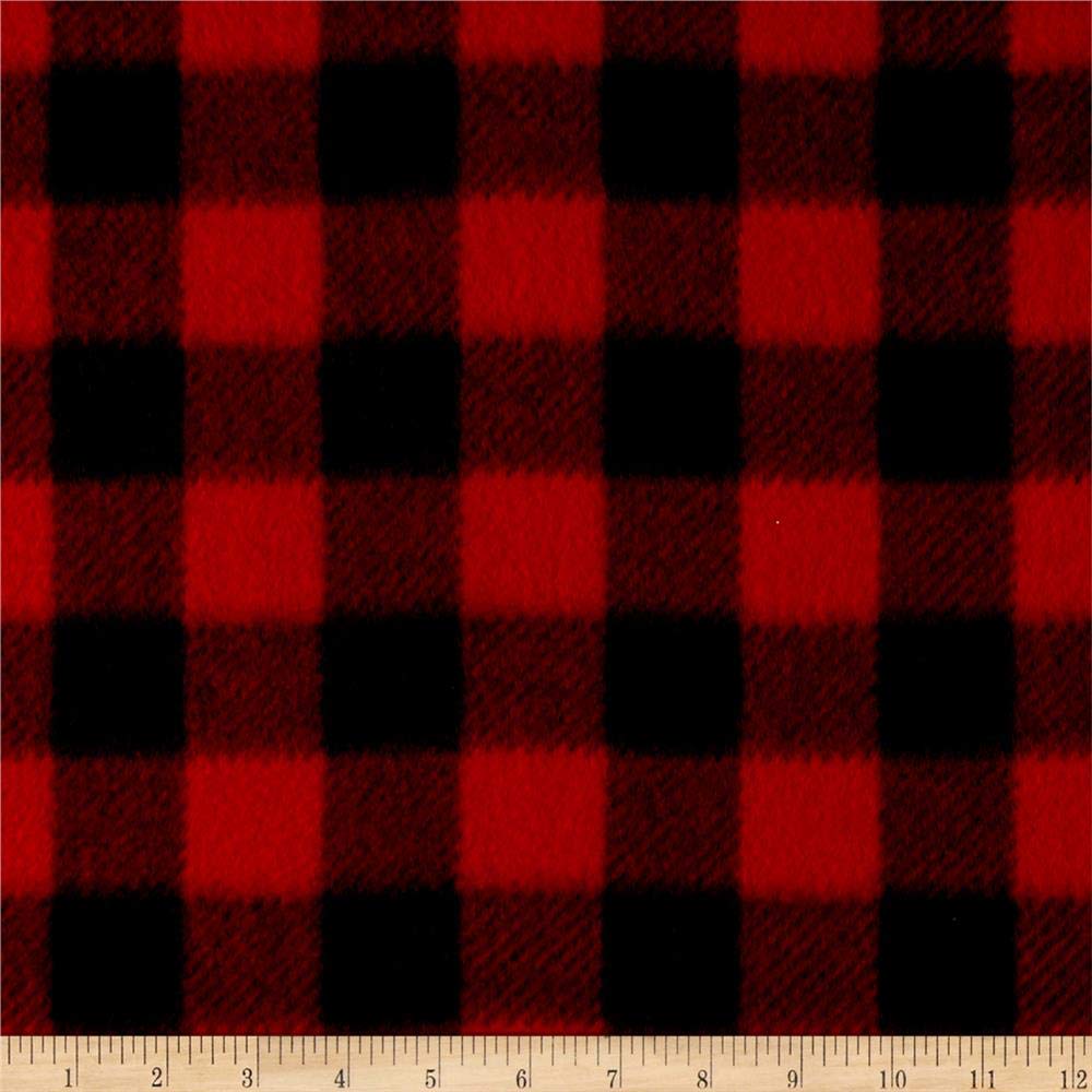Baum Winterfleece Buffalo Plaid Red, Fabric by the Yard