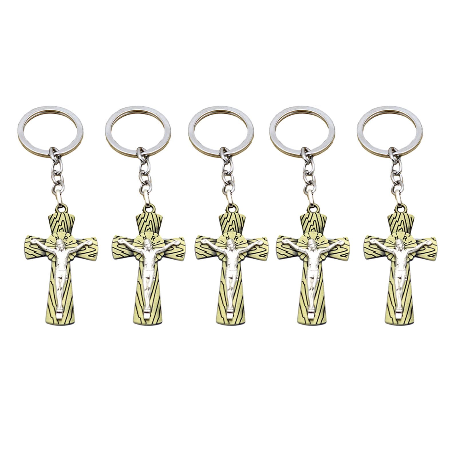 Tsophreniq 5PC Charm Cross Pendants Keychains Keyrings Bag Car KeyChains Rings Pendants