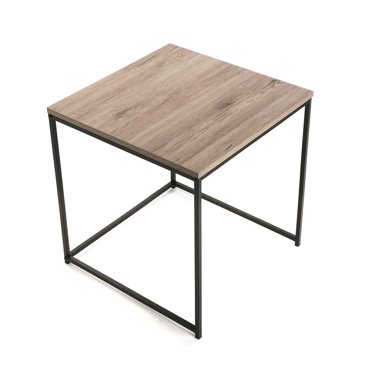 Versa Cambridge Mesa Nido Auxiliar para el Salón, la Habitación o la Cocina. Moderna Mesilla Baja, Set de 2, Medidas (Al x L x An) 50 x 50 x 50 cm, Madera y Metal, Color Marrón