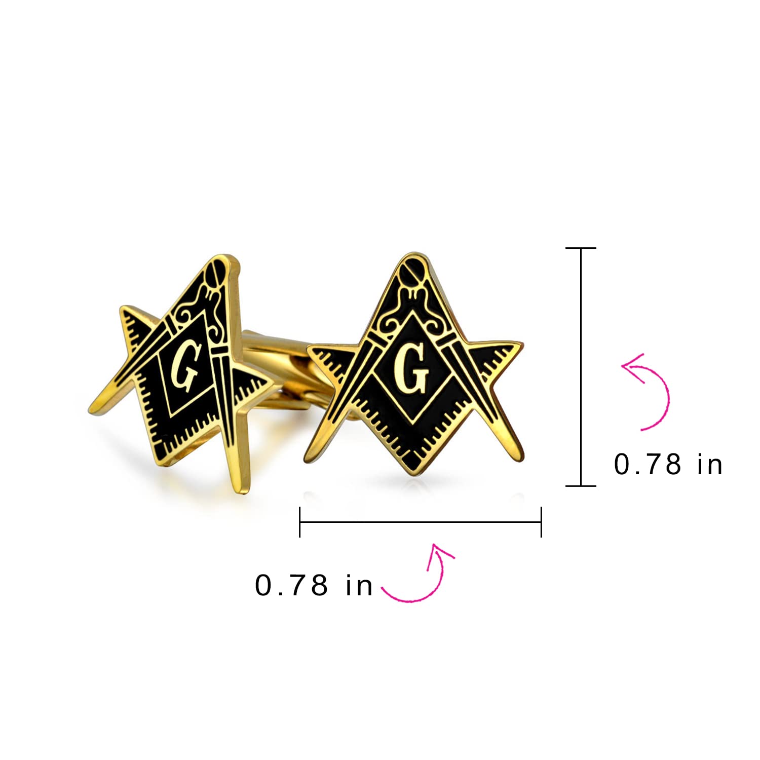 Boutons De Manchette Symboles Compas Maçonniques Rond Bouclier Pour Hommes Émail Bleu Noir Bicolore Ton Argent Ou Or Acier Inoxydable Charnière Dos À Balle
