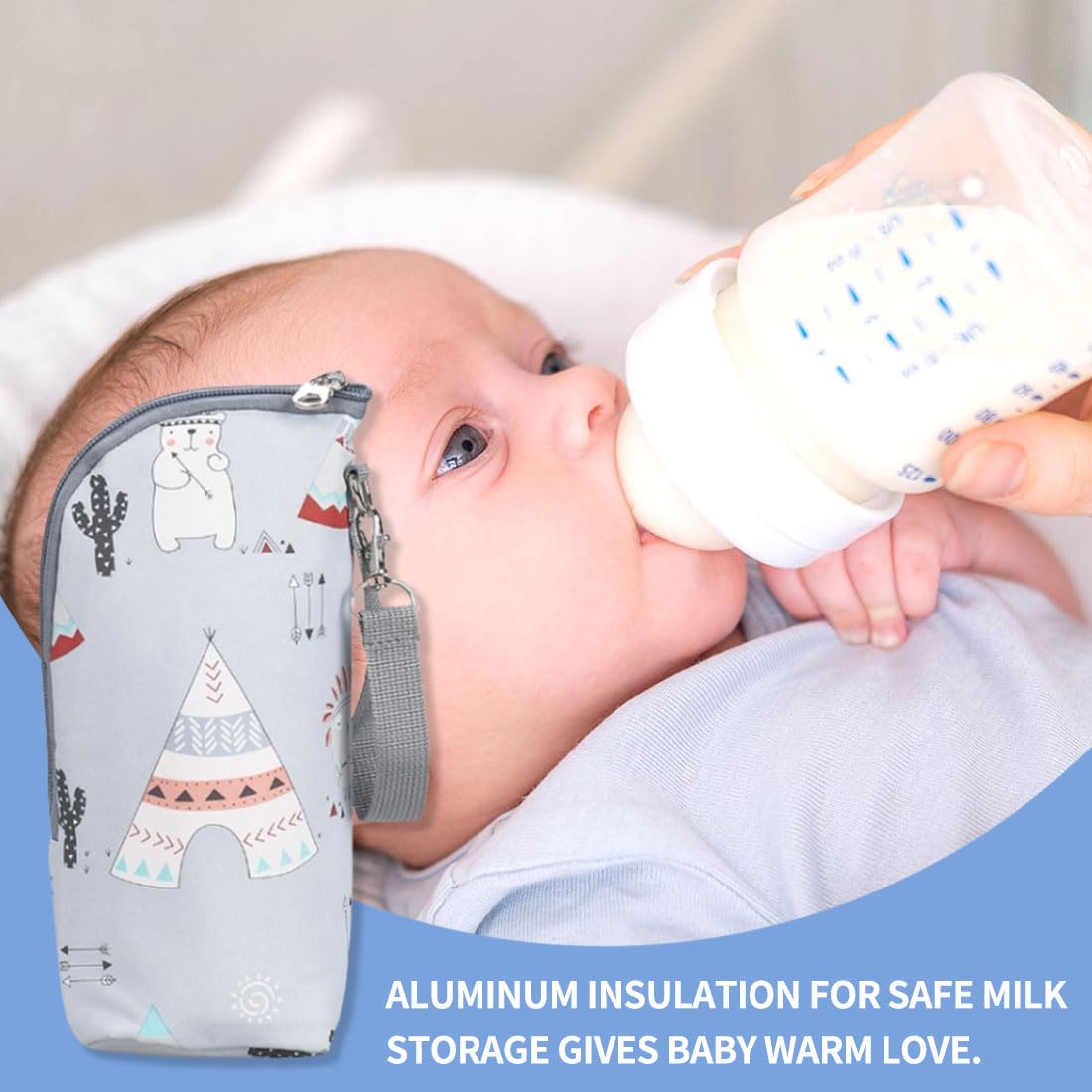 1 Pcs Babyflasche Isolierungstasche, tragbare Babyflaschen-Tasche für Kinderwagen Outdoor-Reisen