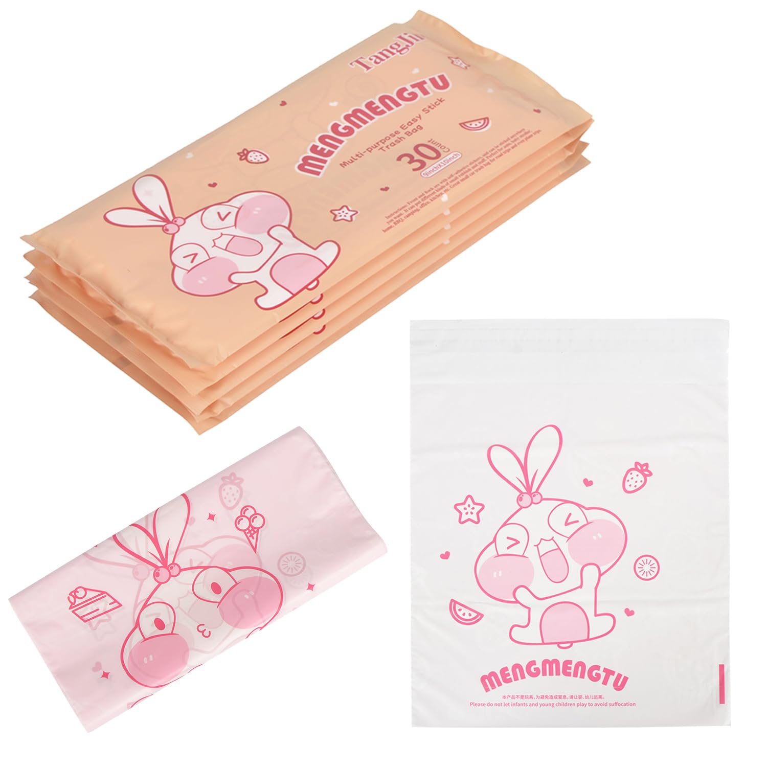 Photo 1 of 2 PACK BUNDLE///TangJin Ultra Strong Portable Car Trash Bags 30 Pack Leak Proof Puncture Proof Double- Side Adhesive Plastic Garbage Bags Stick-On Cleaning Bags for Cars, Kitchen, Office, Bathroom