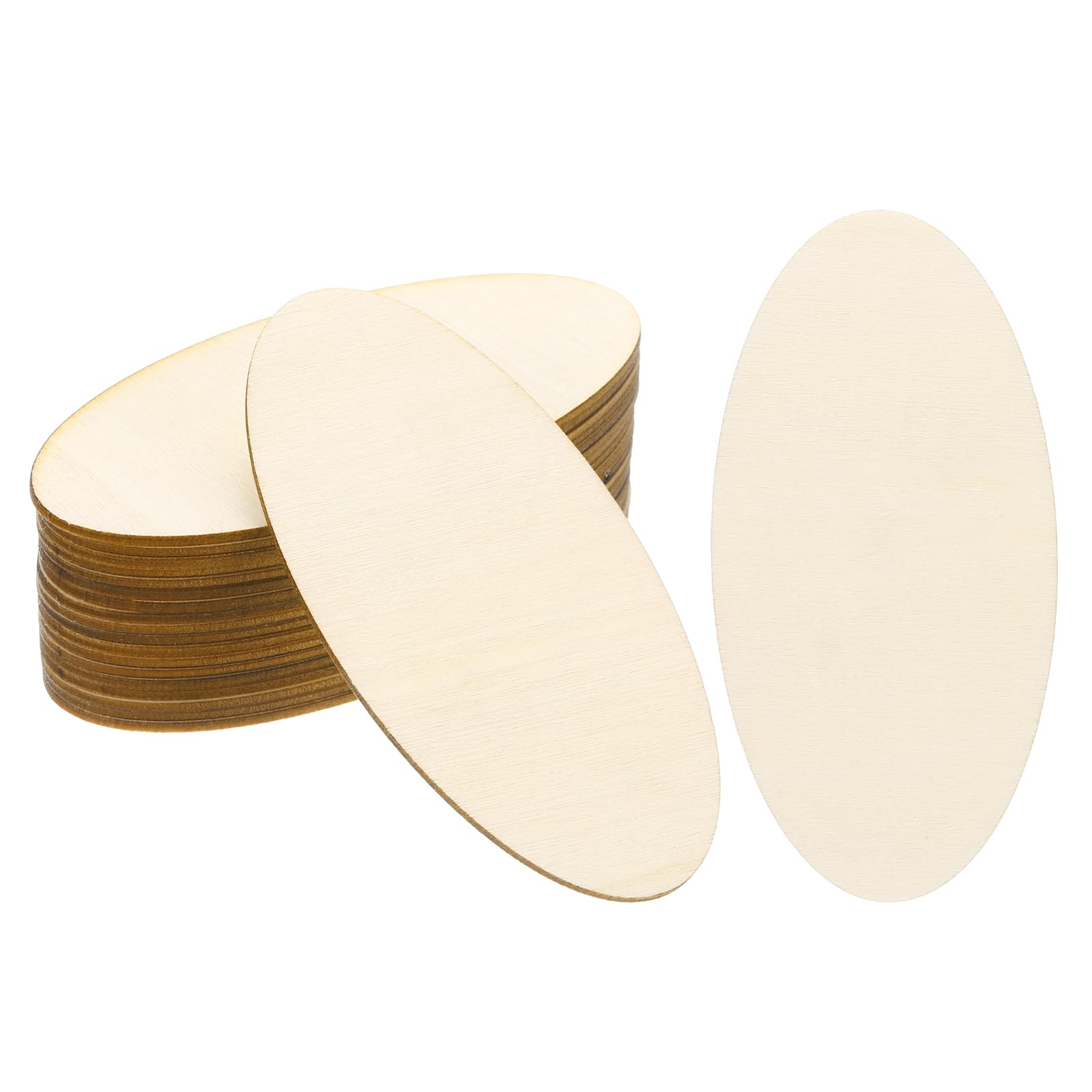 PATIKIL 100x50mm Wood Pieces, 20 Pack Unfinished Oval Wood Shapes Blank Wooden Cutouts Ornaments Natural for Christmas Party Craft Projects