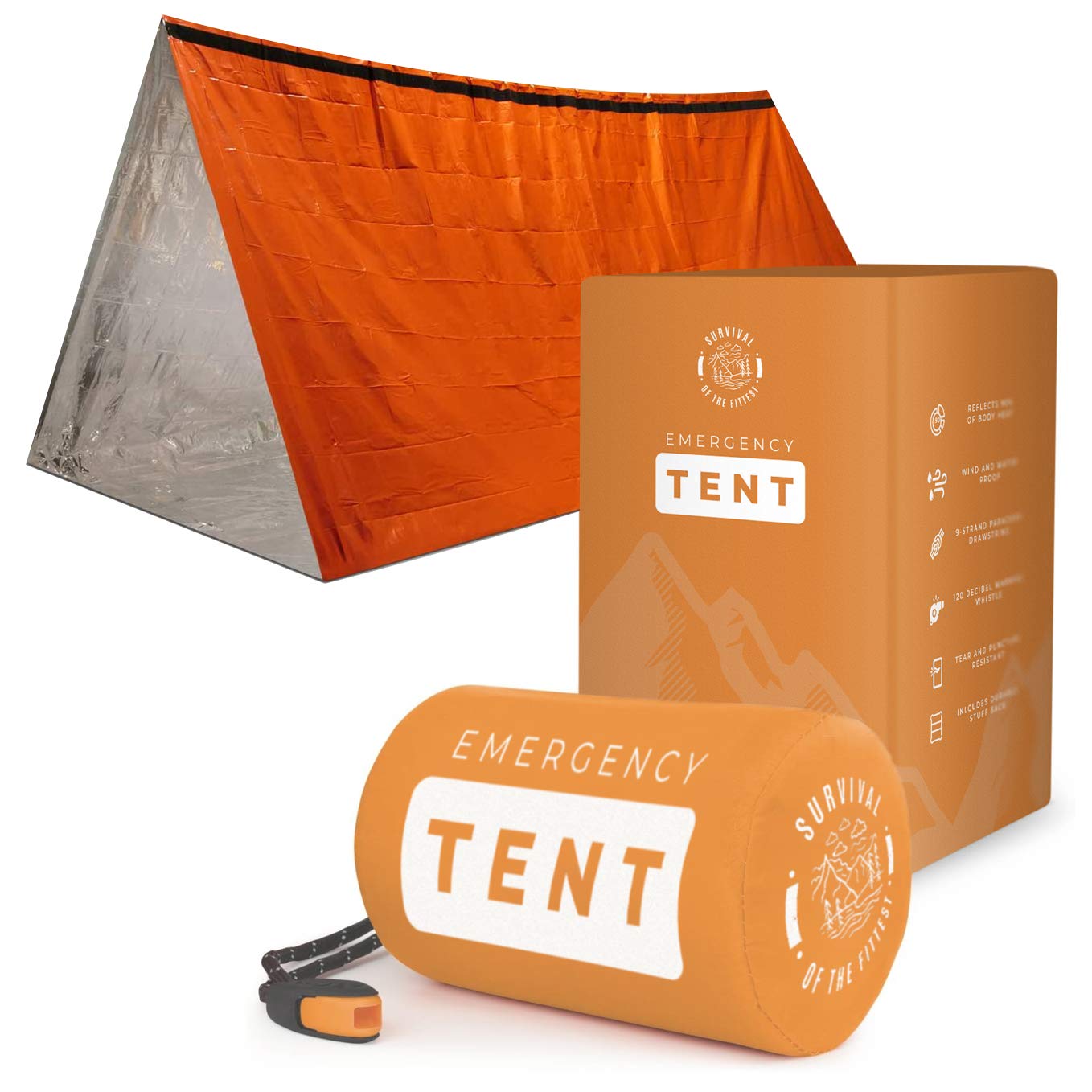 Survival Emergency Tent - Portable Mylar Survival Tent for Bug Out Bag Supplies- Lightweight Tube Tent - Emergency Survival 2 Person Tent Waterproof Shelter Doubles as