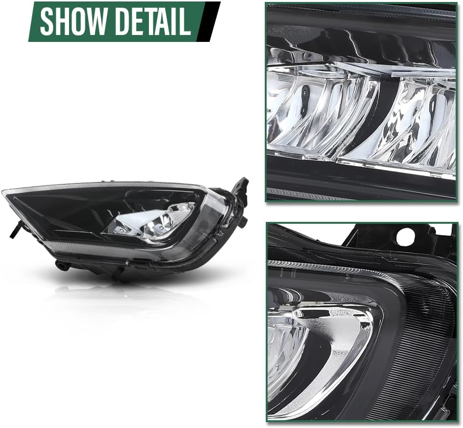 GRAND ORANGE Front Left Side Bumper Fog Light Fog Lamp Compatible with Volvo XC90 XC60 S90 V90 2016 2017 2018 2019 2020 2021 2022 2023 2024 31395865 Black