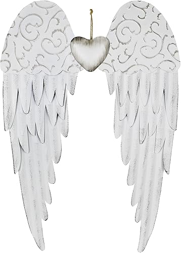 Decoración de pared de alas de ángel, alas de ángel antiguas para colgar, decoración de pared con corazón decorativo de alas de ángel, escultura de