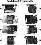 Expandable Cat Backpack Carrier for Large Cats up to 18 lbs, Pet Backpack for Small Dogs, Foldable Travel Dog Carrier for Travel, Hiking, L-Black