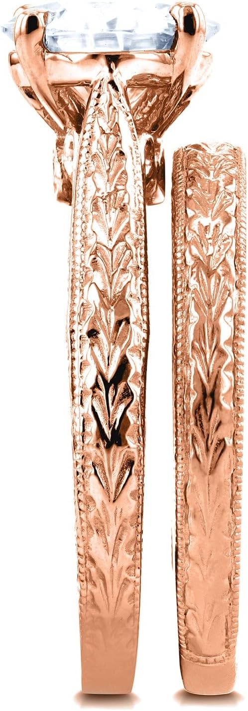 Kobelli Moissanite Antique Style Cathedral Bridal Set 1 1/2 CTW in 14k Gold