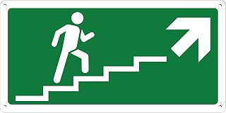 Pubblimania Escaliers Montée à droite Sortie d'urgence | Panneau en aluminium composite 3 mm extérieur-intérieur (escalier droit Montée, 1 Unité)