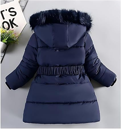 Giacca Invernale Per Bambina In Finto Piumino - Lunga, Antivento, Con Cappuccio In Pelliccia Staccabile, Calda E Fashion