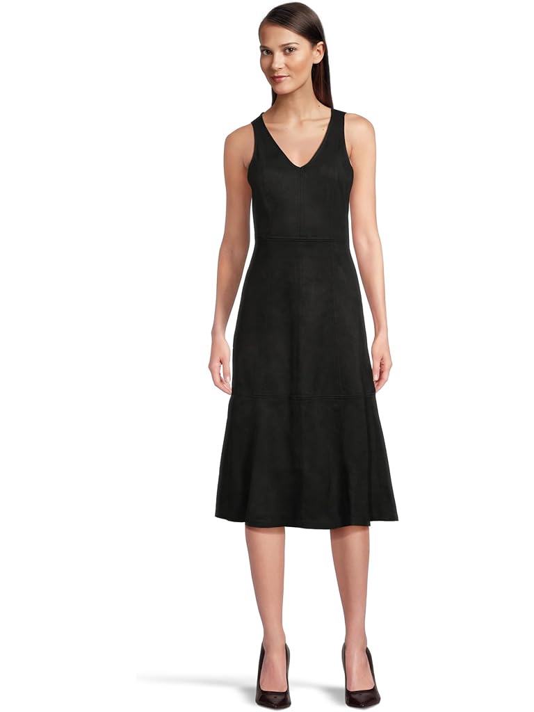 Black Vince Camuto Sleeveless Midi Dress with Seams