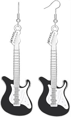 Guitar Music Earrings Bass Electric Guitar Dangle Drop Earrings for Women Chic Rock Music Lovers Teacher Singer Personalized Concert Party Rock and Roll Accessories