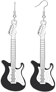 Guitar Music Earrings Bass Electric Guitar Dangle Drop Earrings for Women Chic Rock Music Lovers Teacher Singer Personalized Concert Party Rock and Roll Accessories