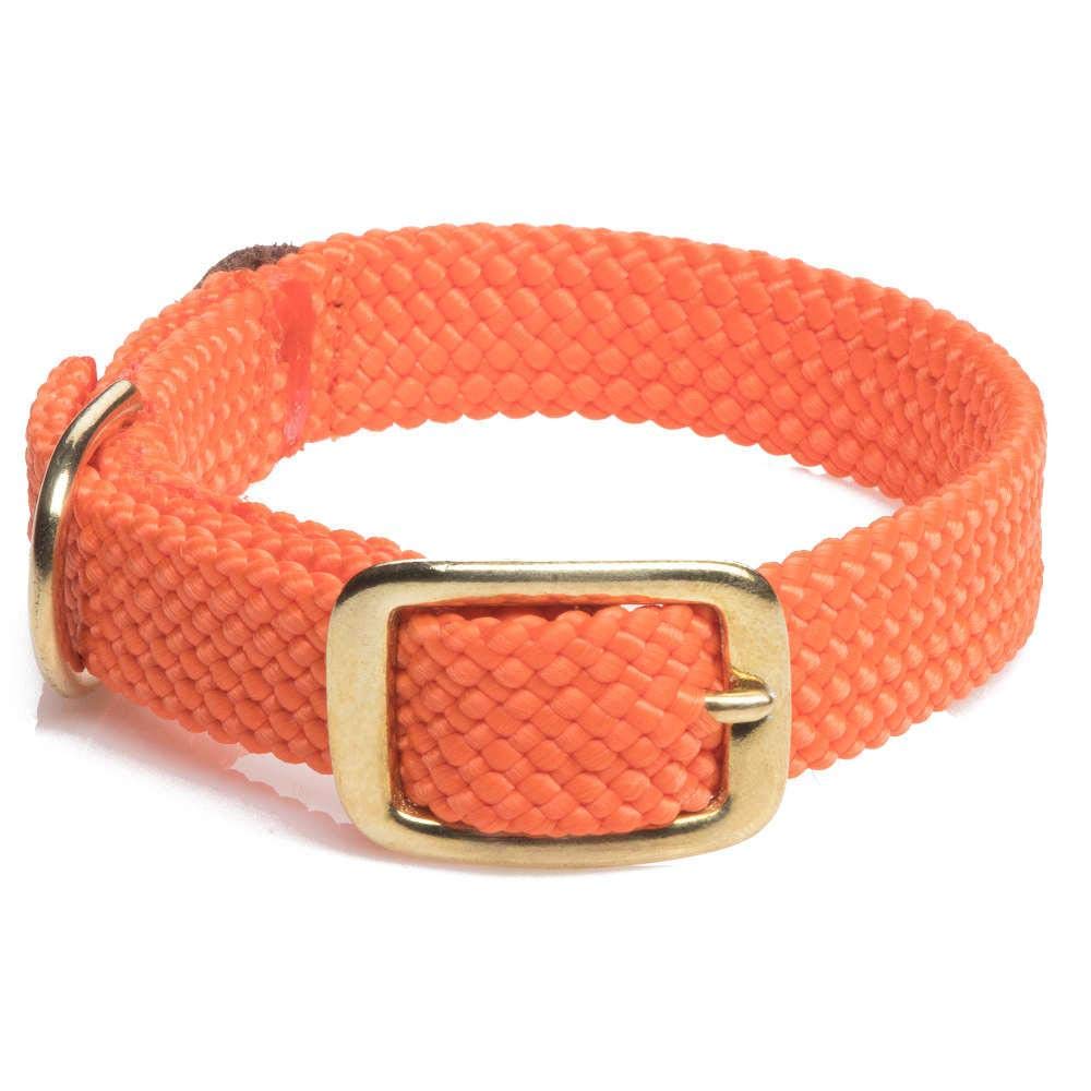 Mendota ProductsPet Double Braid Collar - Brass - Dog Collar - Made in The USA - Orange, 9/16 in x 14 in Junior