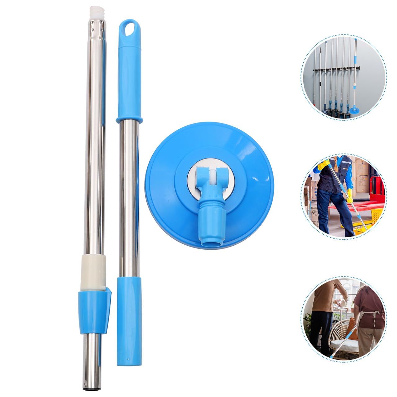 Beavorty Mango Ligero y Fácil de Almacenar para Trapeador Giratorio Color Azul de Repuesto de Acero Inoxidable Adecuado para Limpieza en Casa y Oficina
