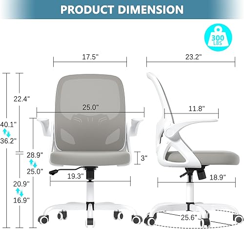 Miniatura 10 de Silla de dibujo alta con anillo reposapiés para el hogar y el trabajo, silla ergonómica de oficina para el hogar con brazos abatibles y soporte
