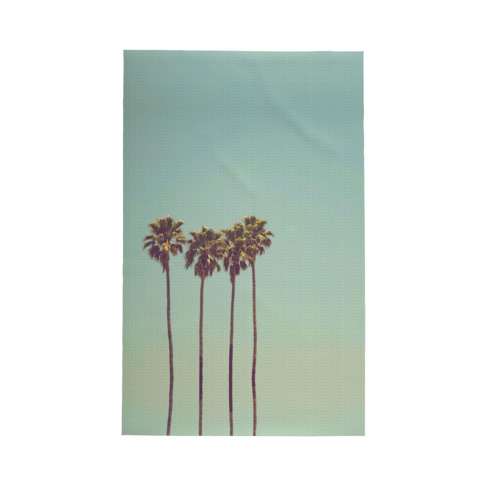 Xxahnbm Black Palm Tree Print Waffle Kitchen Towel,Absorbent Hand Towel