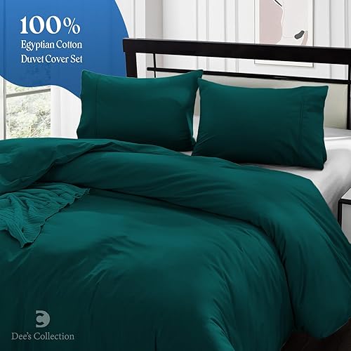 Miniatura 2 de Dees Collection Juego de funda de edredón de 800 hilos de algodón egipcio color verde azulado ultra suave y transpirable 3 piezas con cierre de