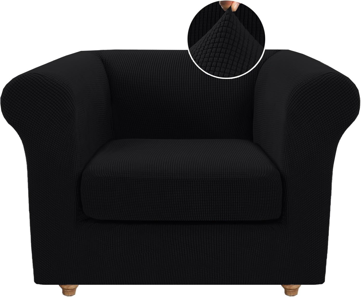 Housse de canapé extensible universelle noire revêtement antidérapant salon 2 places