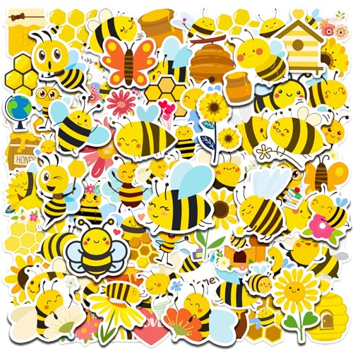 100pcs Bee Theme Waterproof Vinyl Stickers - Bumble Bee Decor
