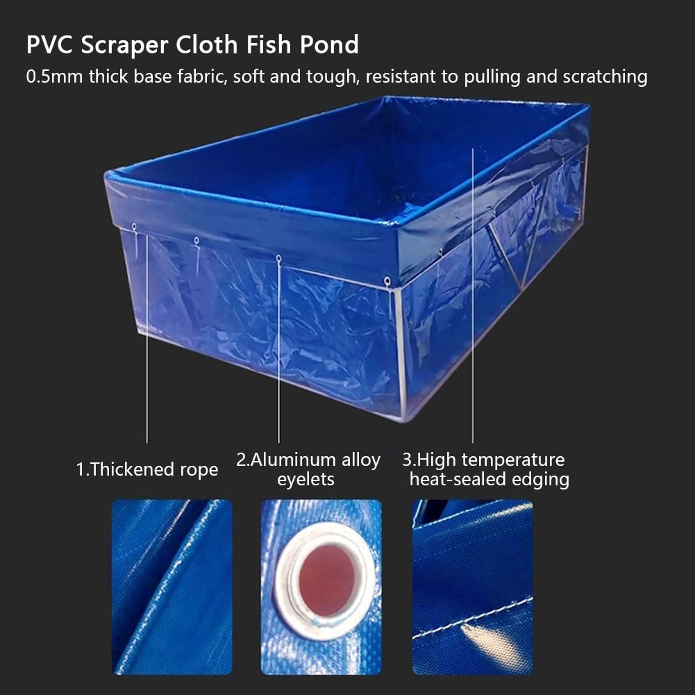 Bassin à Poissons en Toile Pliable Portable - 3x1.5x1.5m Koi Tank & Réservoir D'eau pour Jardinage, Irrigation & Piscine Extérieure - Solution Temporaire Idéal pour Besoins D'eau