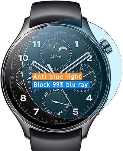 Vaxson Paquete de 3 protectores de pantalla anti luz azul compatibles con Xiaomi Watch S1 Pro TPU Film Protector adhesivo no vidrio templado