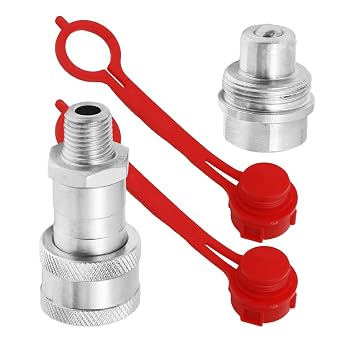 Ball Face Mount Fitting 1/4" NPT With 2 Dust Caps A-630 10,000 PSI High Pressure High Flow Connect and Disconnect Hydraulic Quick Couplings