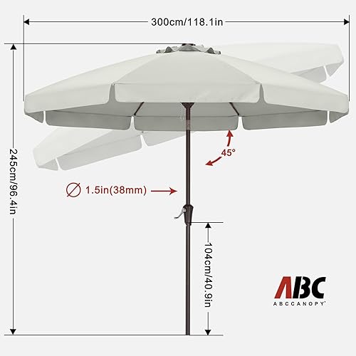 Miniatura 2 de ABCCANOPY Sombrillas prémium de 10 pies (3.05 m) para patio, beige claro