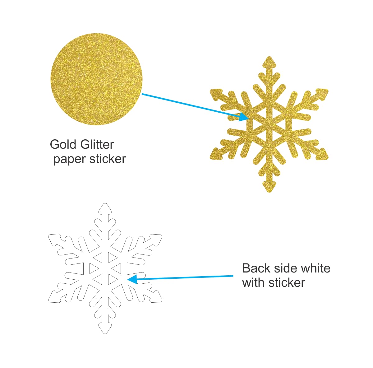 SVM CRAFT Gold Glitter Snowflake Decoration Wall Sticker Vinyl 24 Pcs 1