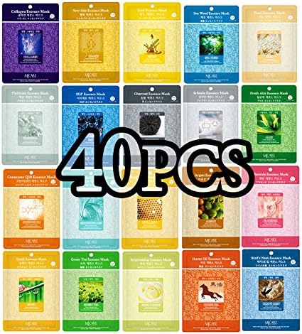 Pack of 40, The Elixir Beauty Nature Essence Collagen Full Face Facial Mask Sheet, 23ml x 40 Sheets