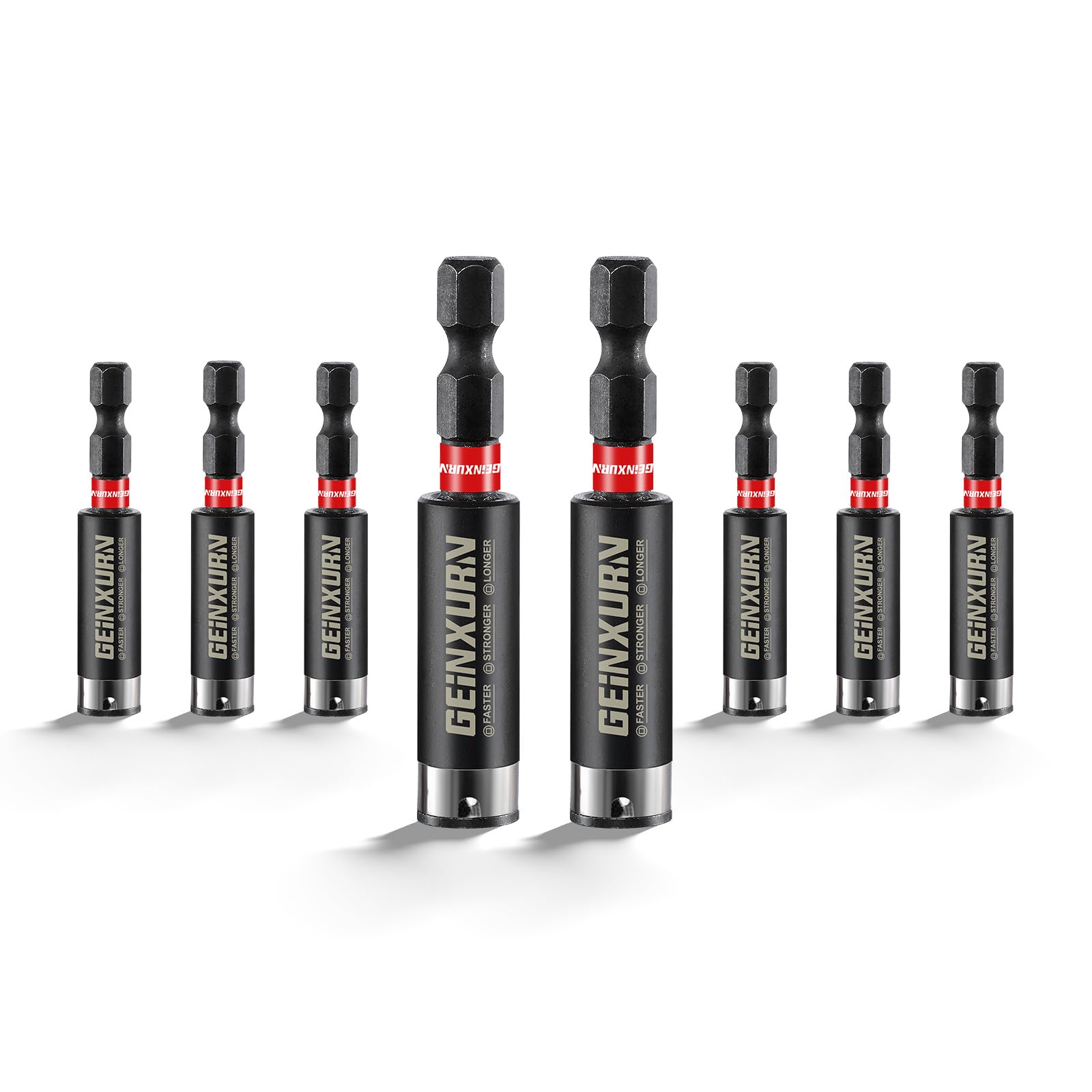 Geinxurn 8PACK Torsion Impact Bit Holder,Magnetic Extension Locking Socket Drill Bit Holder S2 Alloy Steel Hex Shank Quick-Change Drill Bit Guide