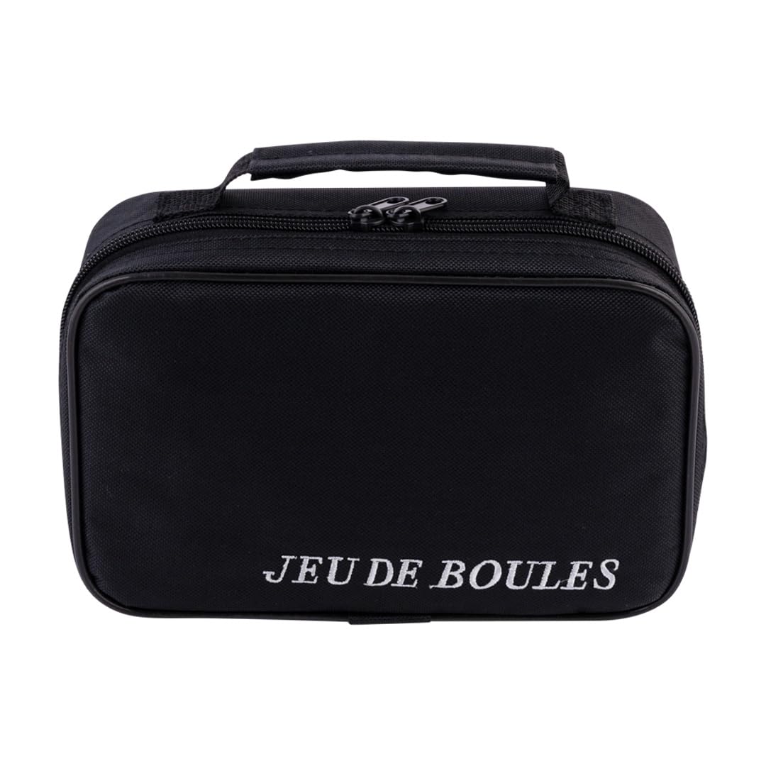 Engelhart Boules de Pétanque 6 Boules Métal 74 mm 720 g – 3 Noires et 3 Chromées avec Sac Nylon, Cochonnet, Cordon de Mesure et Ramasse-Boule Magnétique – Kit Extérieur Adulte – 010207 | Jeu complet 6 boules pour 2 joueurs avec boules noires/chromées, sac
