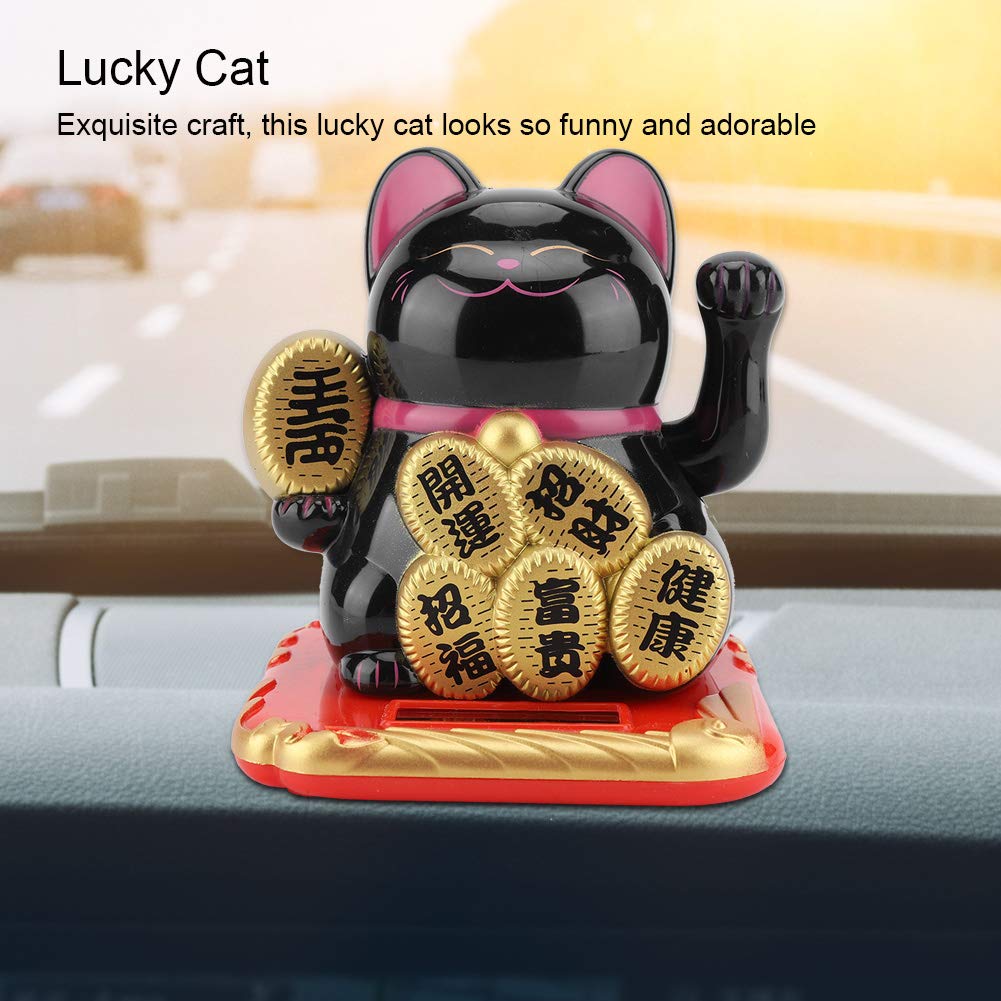Gatto fortunato ad energia solare con braccio oscillante | Gatto cinese vivace e bellissimo | Gatto fortunato con oscillante, statua Maneki Neko, gatto fortunato Fengshui con braccio oscilla