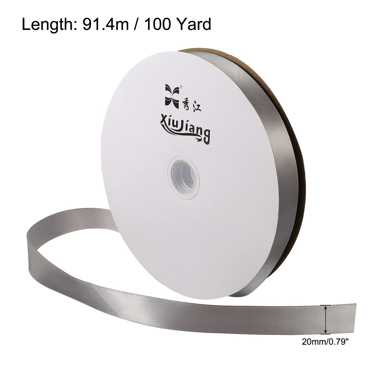 PATIKIL 0.79 Inch Wide 100 Yards Satin Ribbon, Solid Crafts Roll for Party Home DIY Wrapping Decoration Silver Tone - Image 2