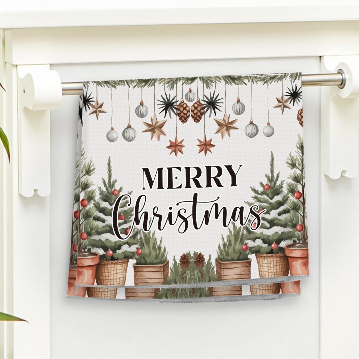 Merry Christmas Winter Kitchen Hand Towels Christmas Holiday Party Decorations for Farmhouse Home Kitchen Decor Gifts Xmas Tree