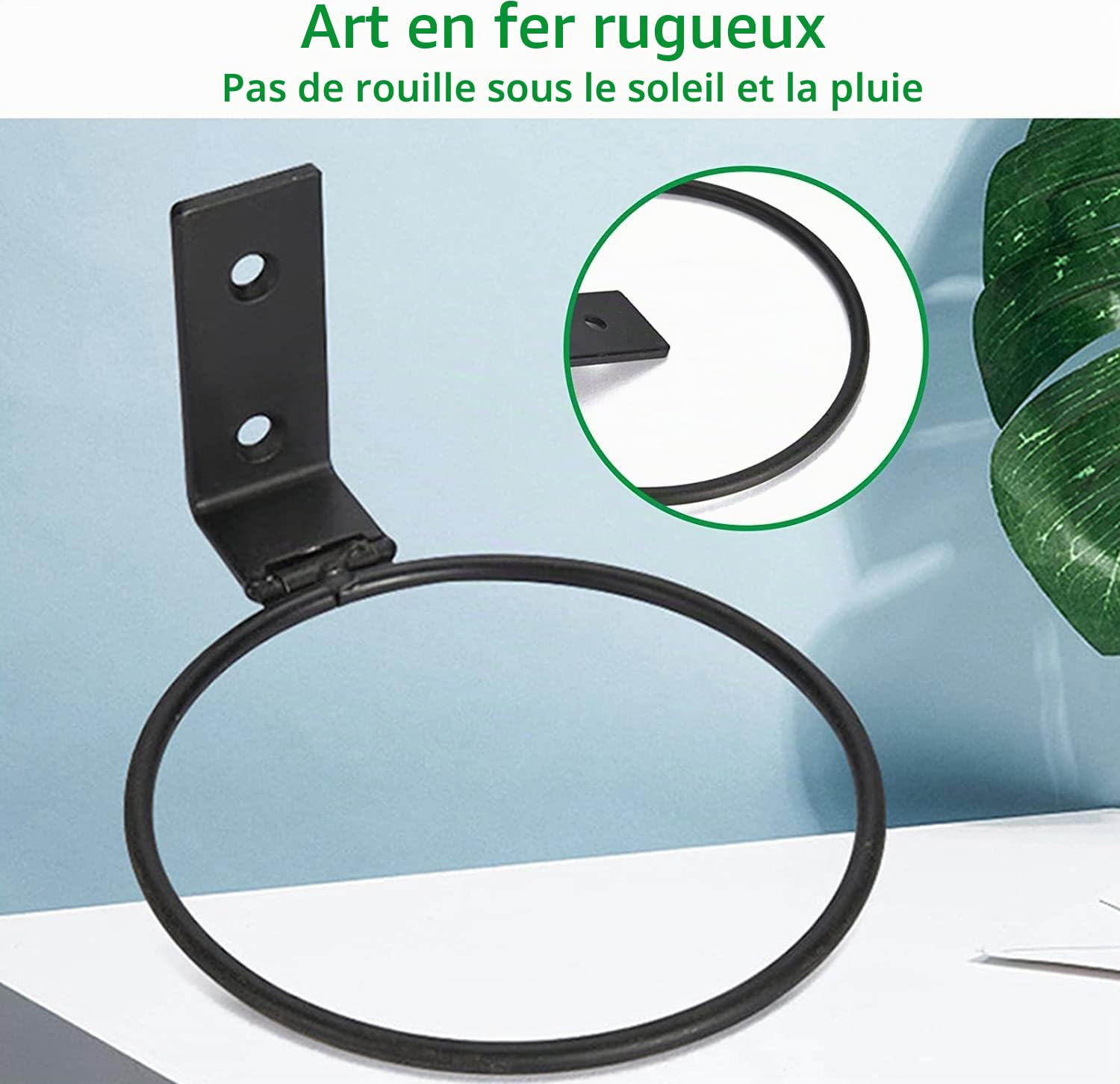 Lot de 6 supports muraux de 18 cm pour pot de fleurs - Support mural pliable - En métal - Pour la maison, le jardin, le balcon - Noir