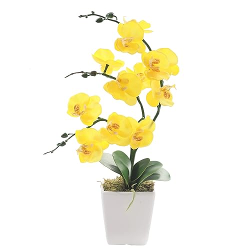 15" Tall Artificial Silk Phalaenopsis Orchid Flower Plant Pot Arrangements