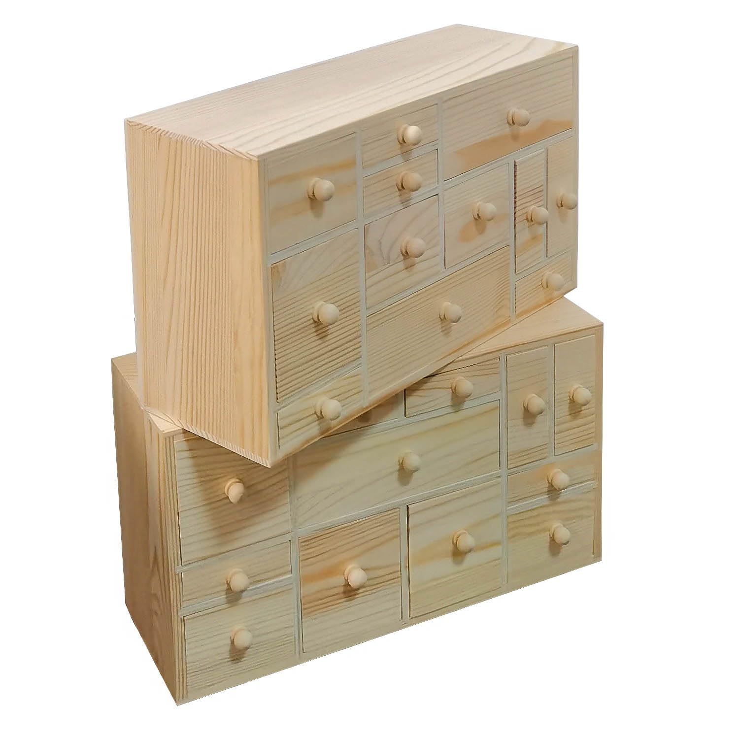 Calendario dell'Avvento fai da te in legno con 24 cassetti, organizer da scrivania, armadietto per farmacia o legno grezzo, idea artigianale per bambini, ZAO-012