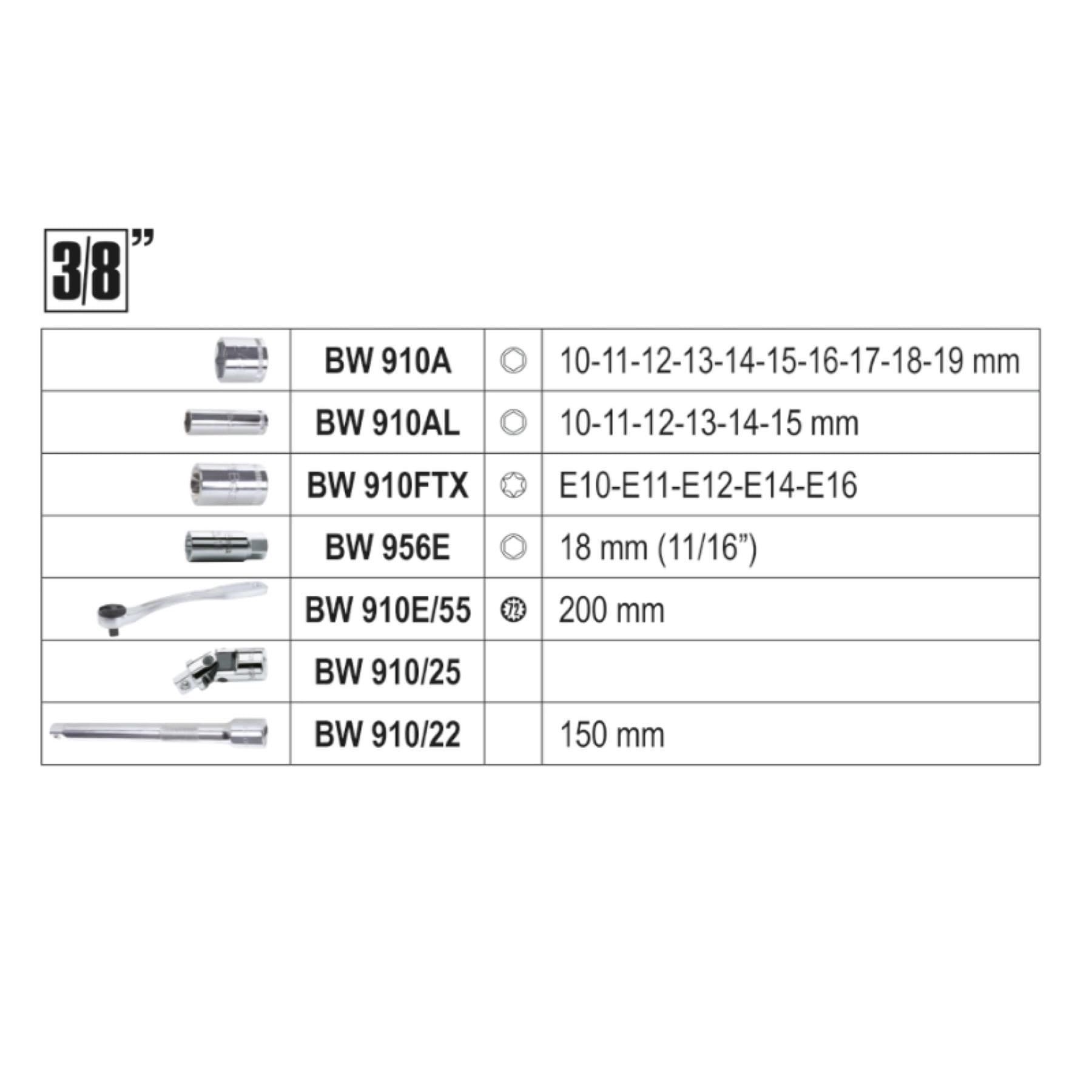 Beta BW 903E/C170 – Assortimento di 74 Chiavi a Bussola Esagonali, 42 Inserti per Avvitatori, 30 Chiavi a Bussola a Giravite, 7 Chiavi Maschio Esagonale Piegate e 17 Accessori, in Cassetta di Plastica