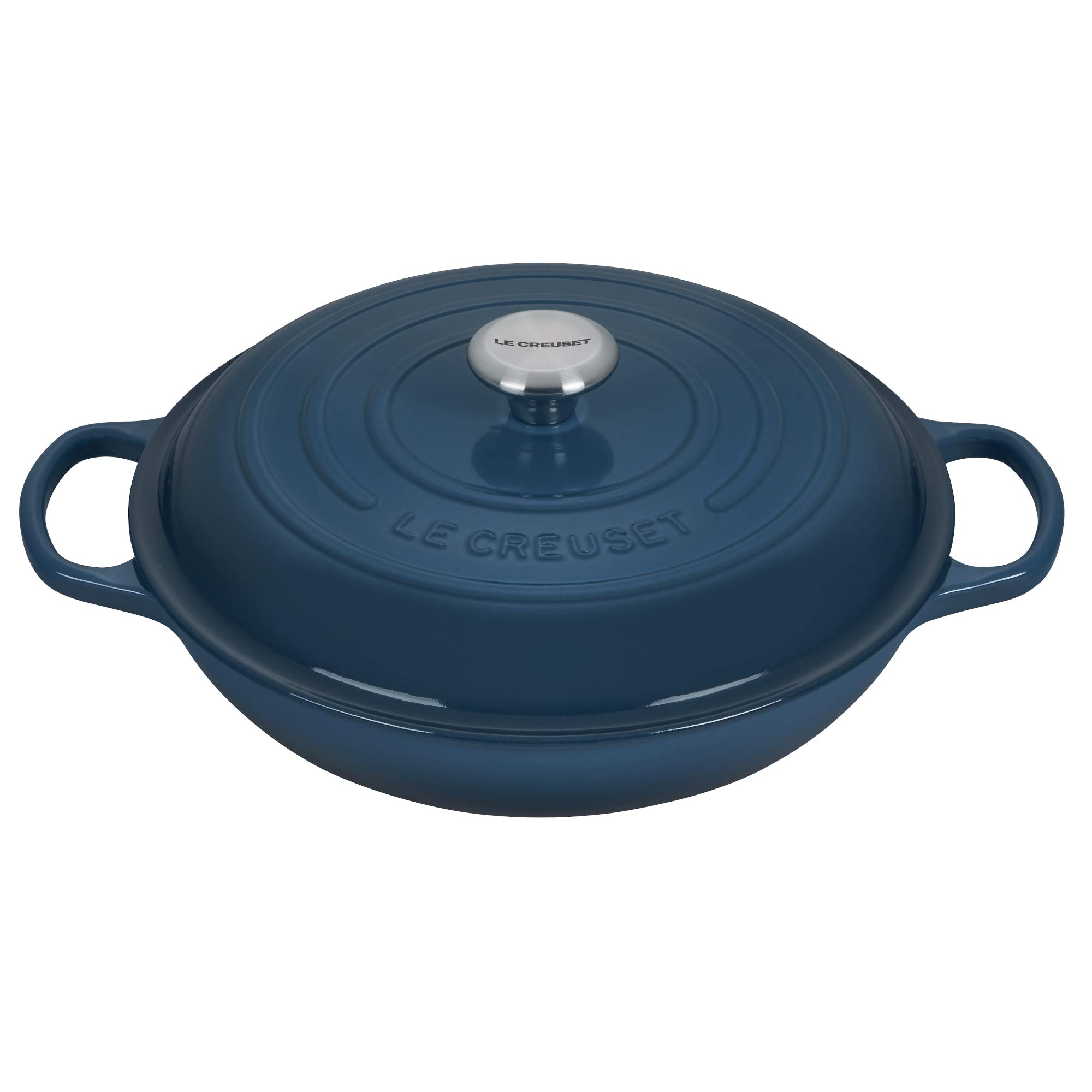 Le Creuset Signature Gusseisen Gourmet-Profitopf, Rund, Ø 30 cm, 3,5 l, Für alle Herdarten inkl. Induktion geeignet, 5,555 kg, Deep Teal, 21180306422430