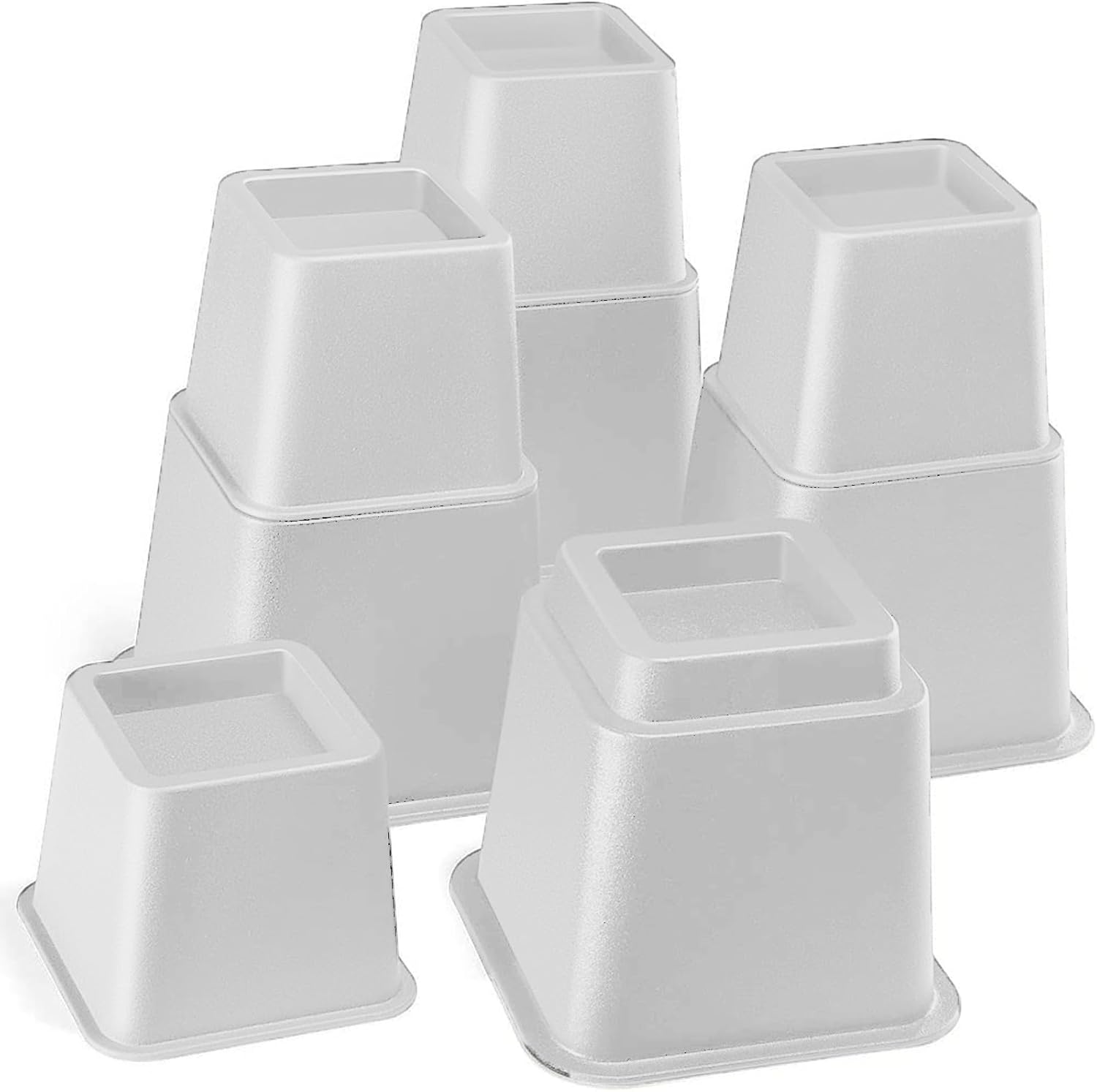 Homeit White Adjustable or Furniture Riser Bed Lifts in Heights of 8