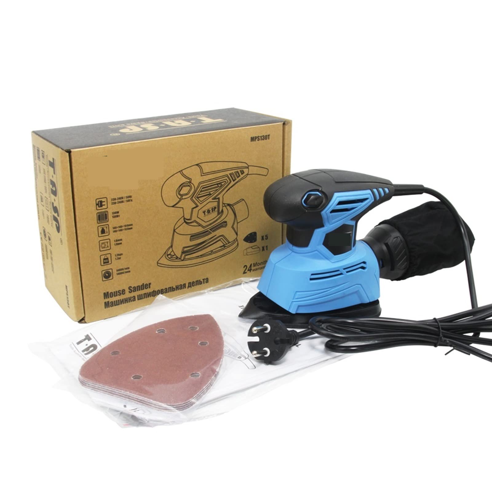 Lijadora de Palma eléctrica de 130 W, lijadora de Detalles, Herramientas de carpintería for Madera con Bolsa de recolección de Polvo y amp;5 Papeles de Lija