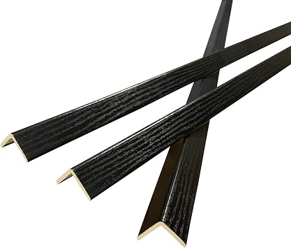 Wall Corner Protector 3PCS 45" Corner Molding Trim Black Wood Grain Corner Trim Decorative Strips for Door and Window Frames Mirror Edges Ceramic Tiles, and Wooden Wall Edges.