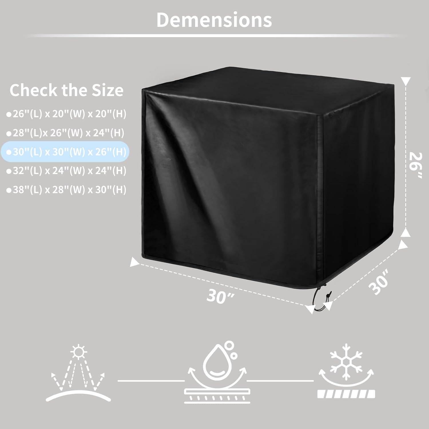 Waterproof Universal Generator Cover, Outdoor Generator Tent Running Cover, Portable Generator Enclosure 420D Oxford Fabric with Elastic Drawstring，30"(L) x 30"(W) x 26"(H) image 2