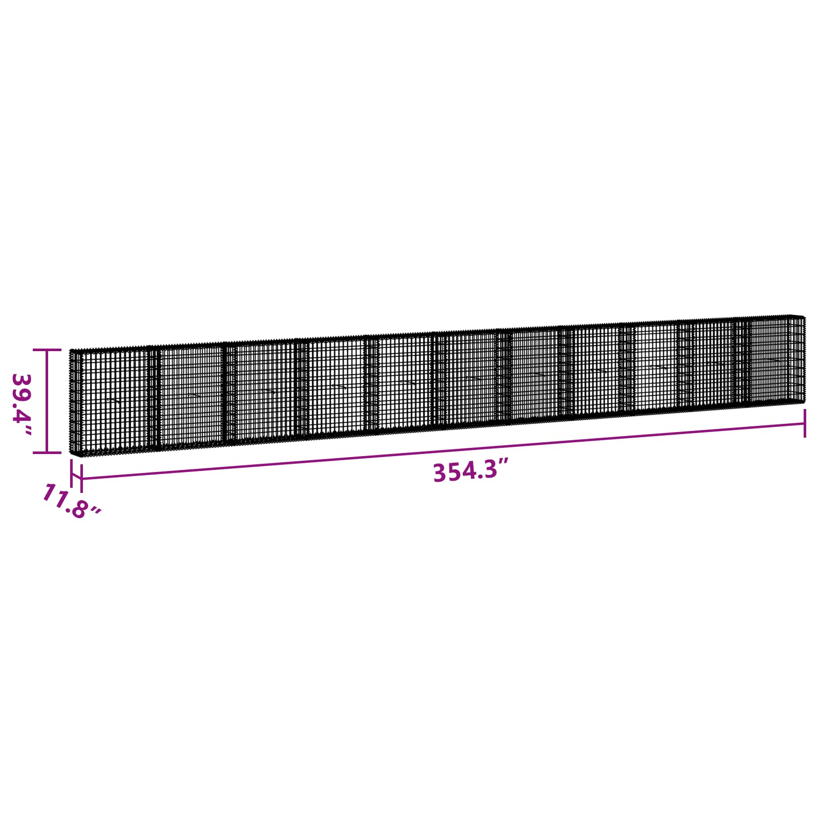 vidaXL Gabionenwand mit Abdeckung Gabione Steingabionen Steinkorb Gabionen Wand Drahtkorb Draht Mauer Verzinkter Stahl 900x30x100cm