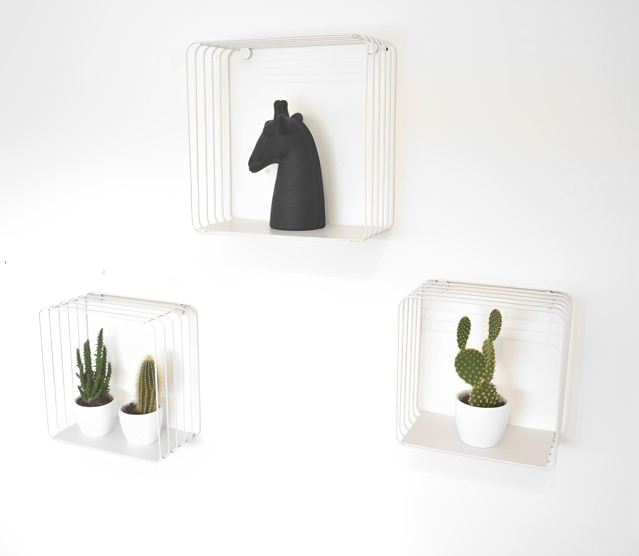 Galeara design Cavo Wandrek, metaal, zwart of wit, met bamboehout, 3 stuks set, gemakkelijk op te hangen, decoratief wandrek, zwart, klein wandrek (goud