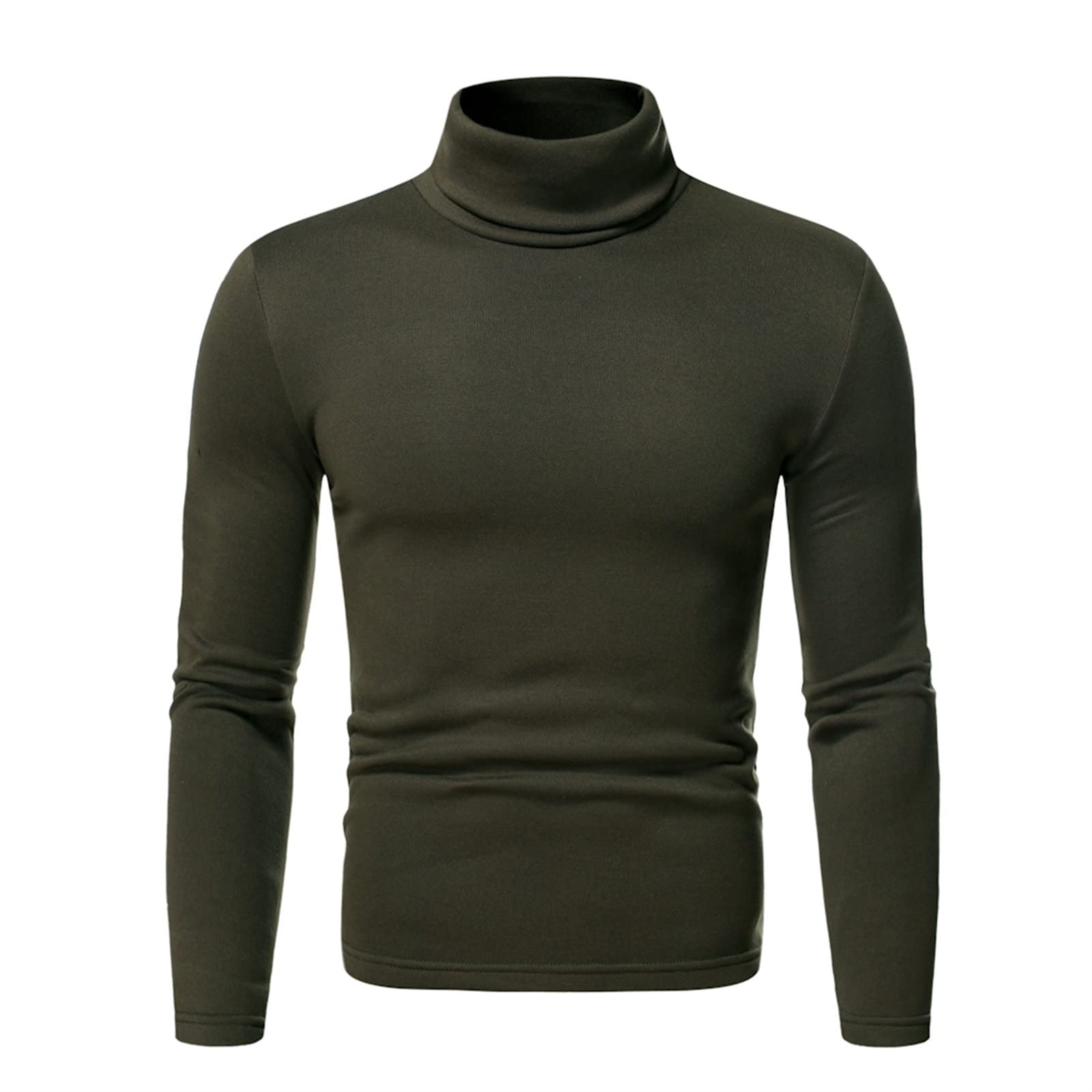Men's Half Neck Long Sleeve Shirts Fashion Casual Basic Thermal Underwear Lightweight Stretch Pullover Sweater (XX-Large,Army Green)