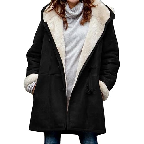 YEJZBS Womens Sherpa Lined Jackets Fashion Winter Fuzzy Fleece Hoodie Sweatshirt Casual Soft Cozy Horn Button Down Coats
