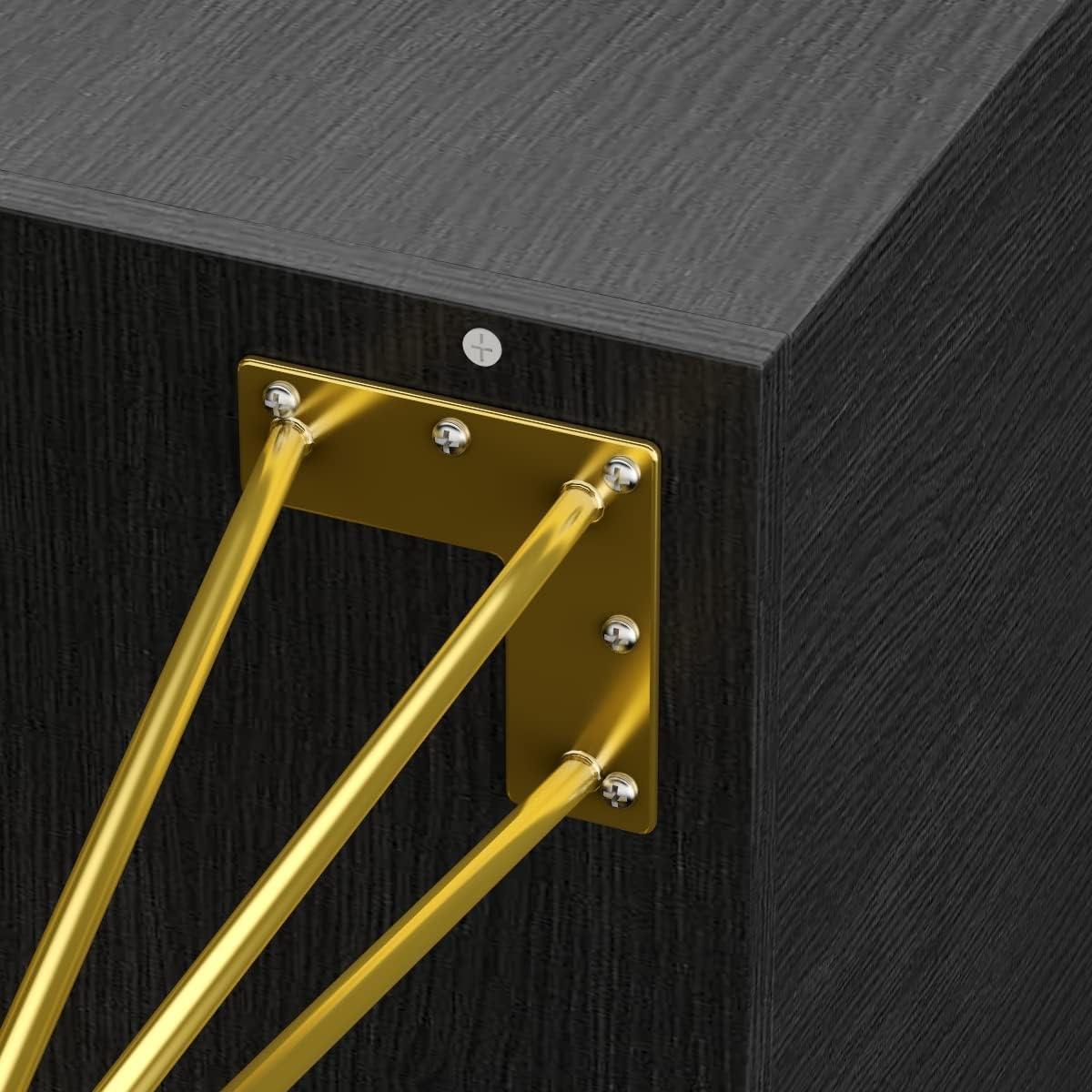 AIEGLE Black Nightstand Set of 2, Wooden End Table Set with Drawer & Shelf, Bed Side Table with Gold Metal Legs for Bedroom Small Space Storage (15.7" W x 11.8" D x 23.6" H)