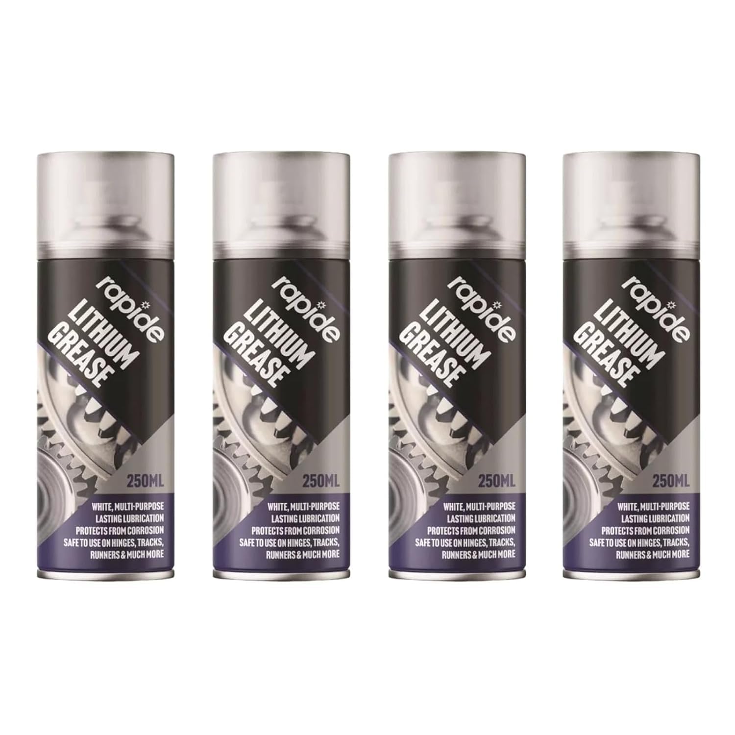 MIXEL White Multi-Purpose Lithium Grease Spray, Protective Layer, Long Lasting Lubrication, Protects from Corrosion, Safe to Use on Hinges, Tracks, Runners & More (4 PCS)